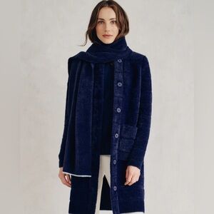 J McLaughlin cabana scarf -navy blue with light blue trim